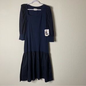 Nation LTD Womens blue Catalina long sleeve midi dress L